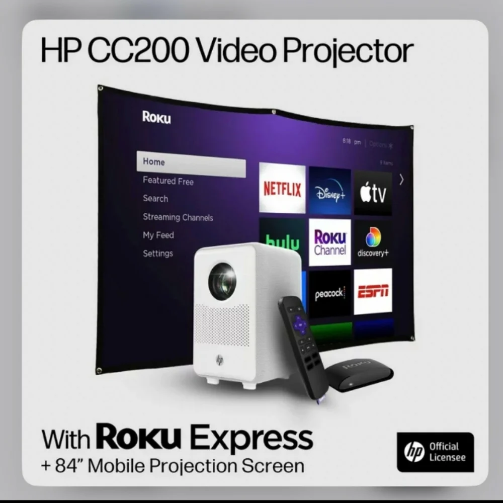 HP CC200 Projector w/ Roku Express Streaming Player 84